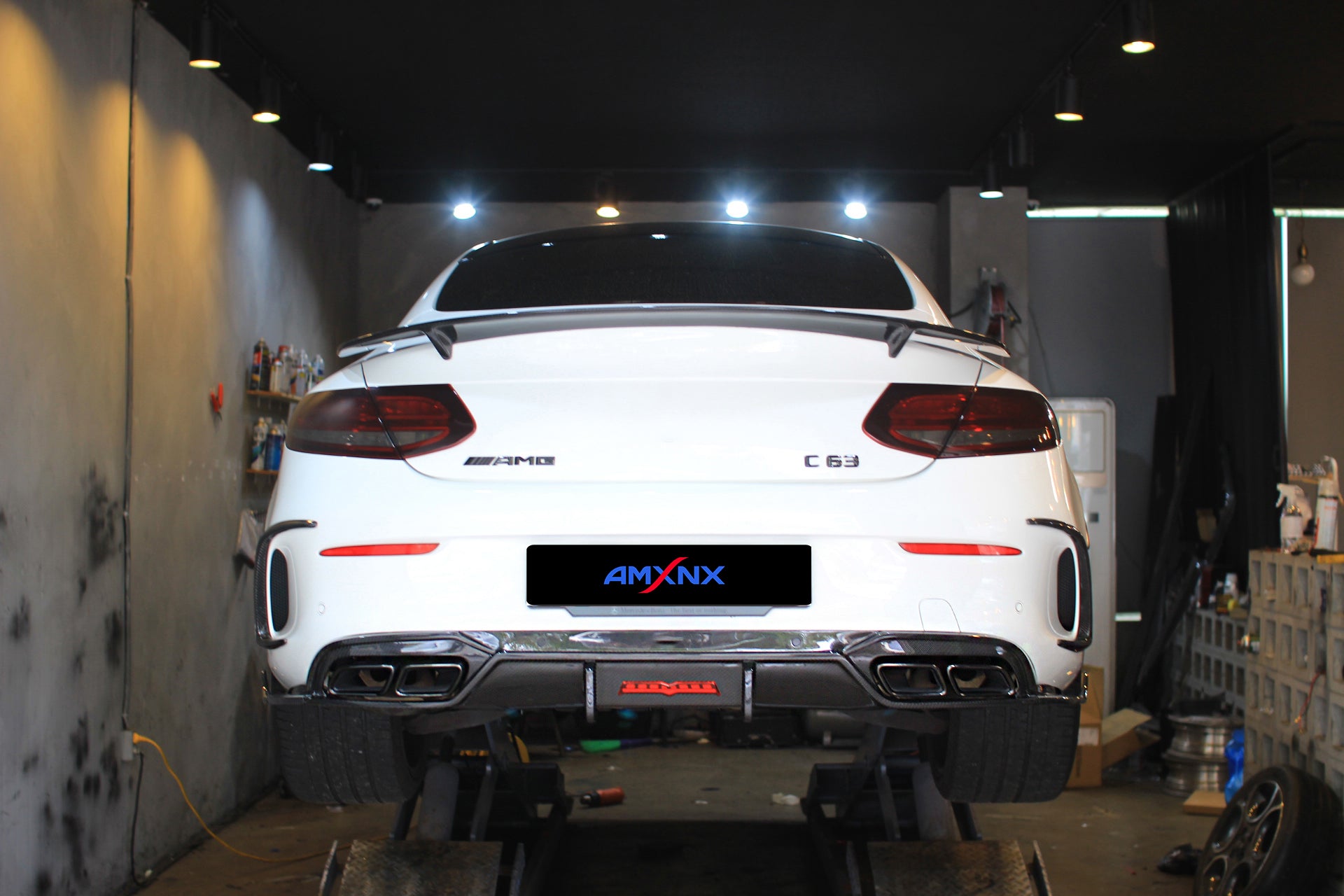 BENZ AMG C63 Coupe Dry carbon fiber rear lip - Amxnx
