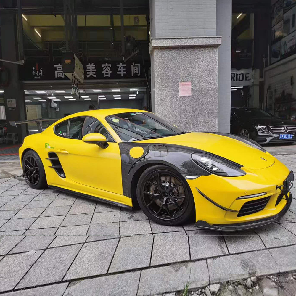 PORSCHE 718 Cayman/Boxster Dry Carbon Fiber Side Skirts Extensions - Amxnx