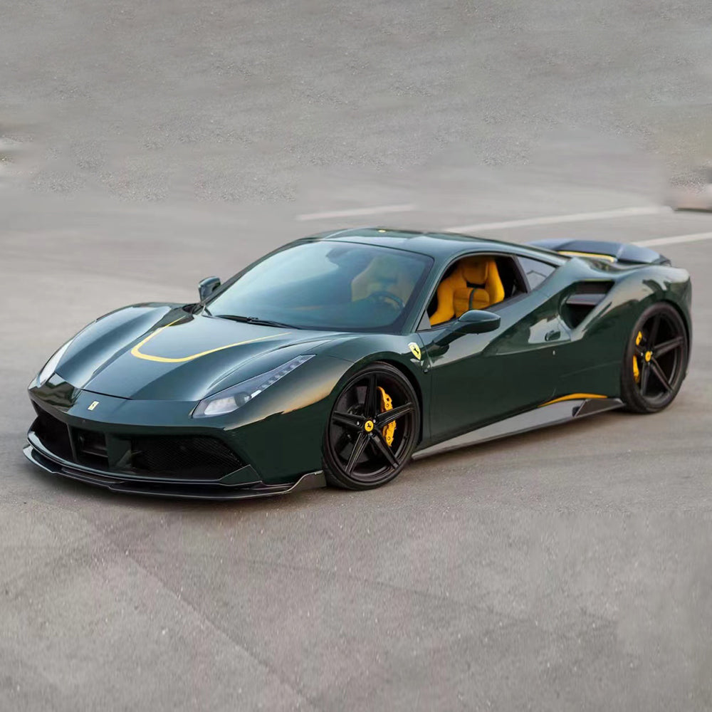 FERRARI 488 GTB Dry Carbon Fiber V style Side Skirts - Amxnx