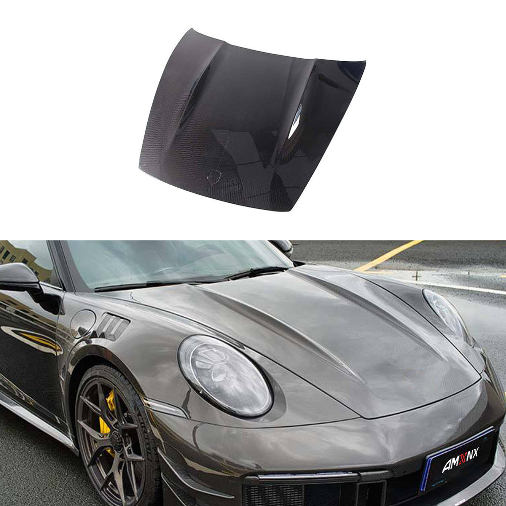PORSCHE 911/992 Turbo S Dry Carbon Fiber Engine Hood Bonnet - Amxnx