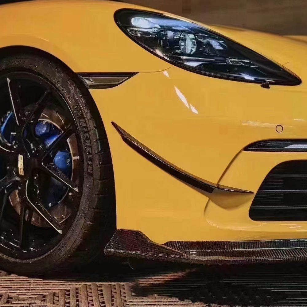 PORSCHE 718 Dry Carbon Fiber Front Bumper Canards - Amxnx