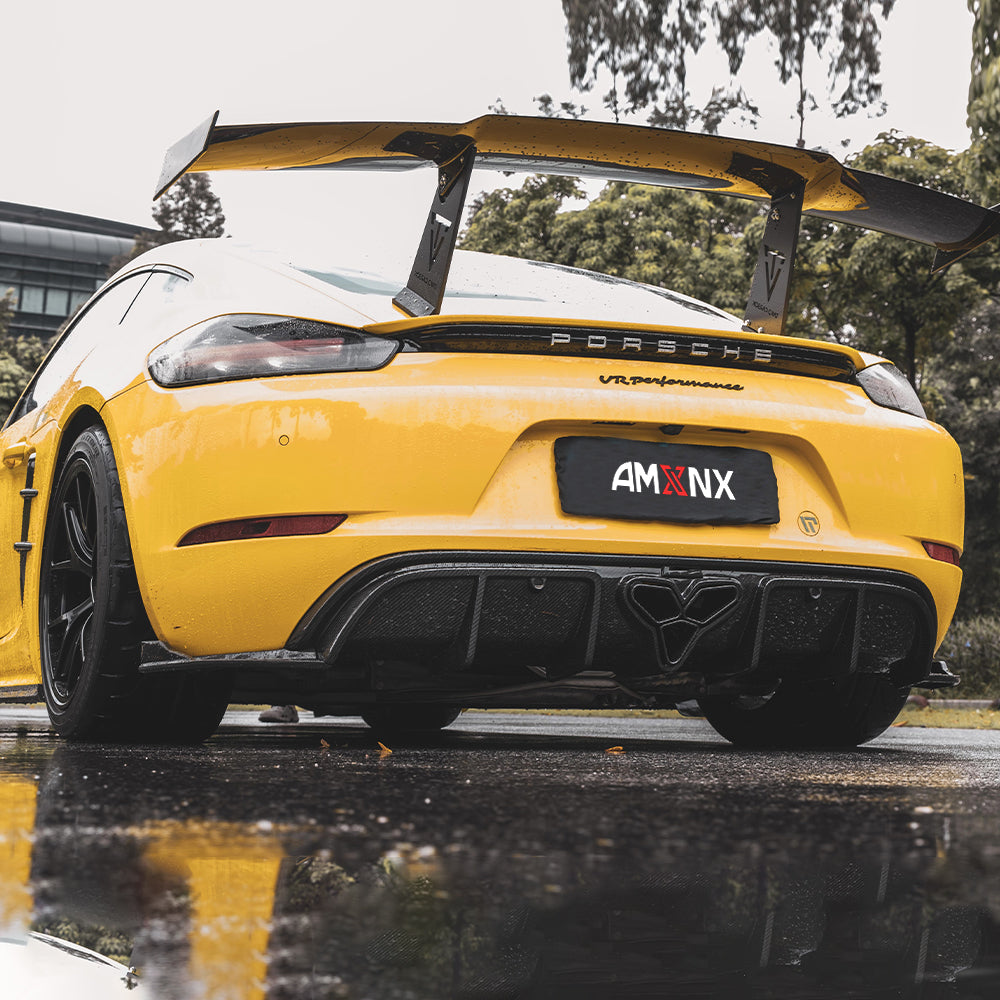 PORSCHE 718 Dry Carbon Fiber Rear Bumper Lip diffuser For 2016- 2023 - Amxnx