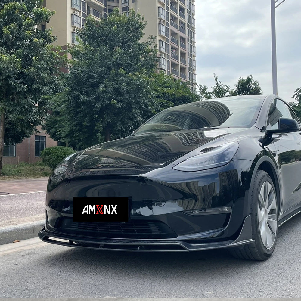 TESLA MODEL Y Dry Carbon Fiber V style Front Lip - Amxnx