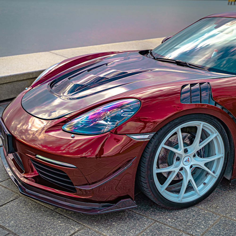 PORSCHE 718 Cayman/Boxster Dry Carbon Fiber Engine Hood Cover - Amxnx