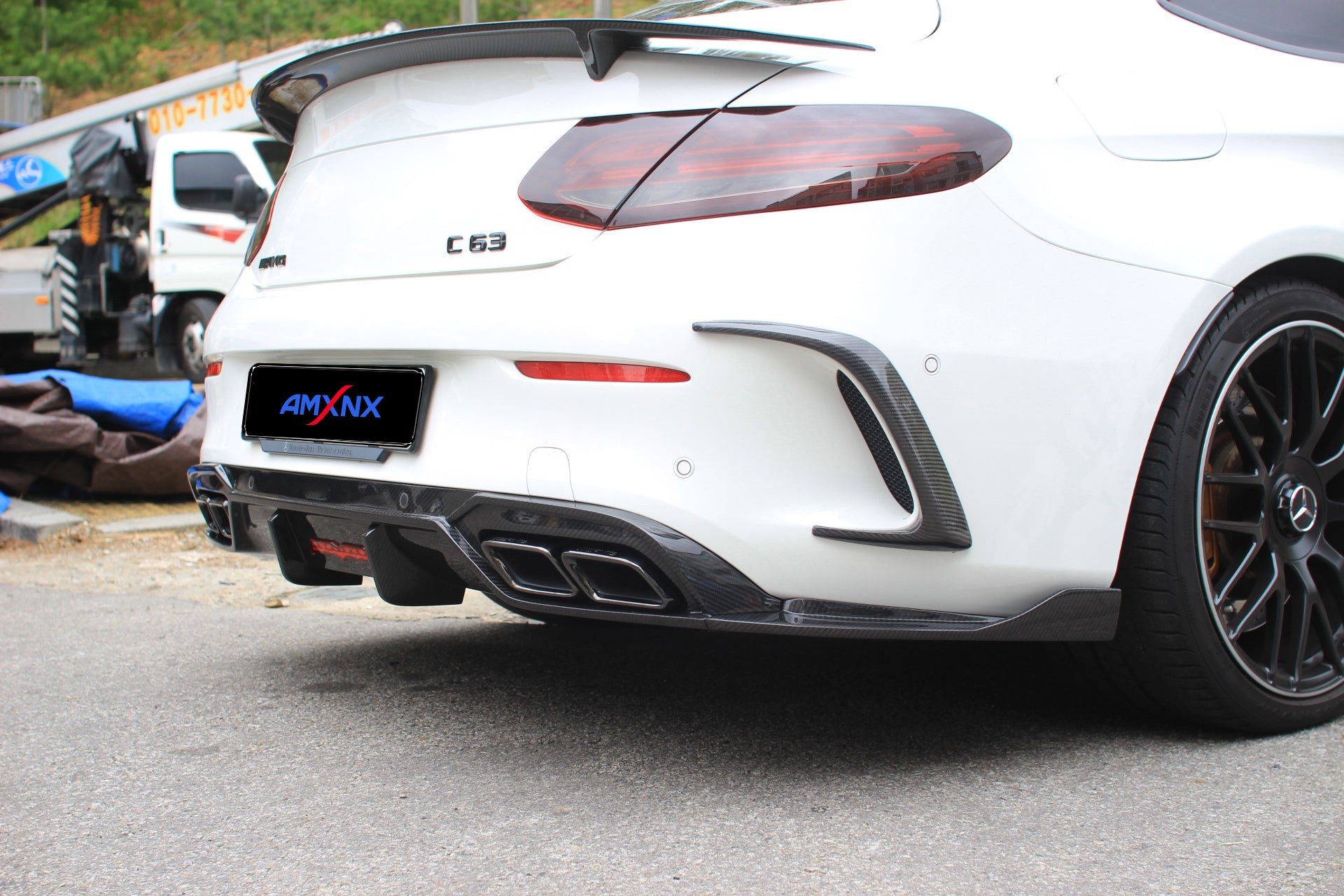 BENZ AMG C63 Coupe Dry carbon fiber rear lip - Amxnx