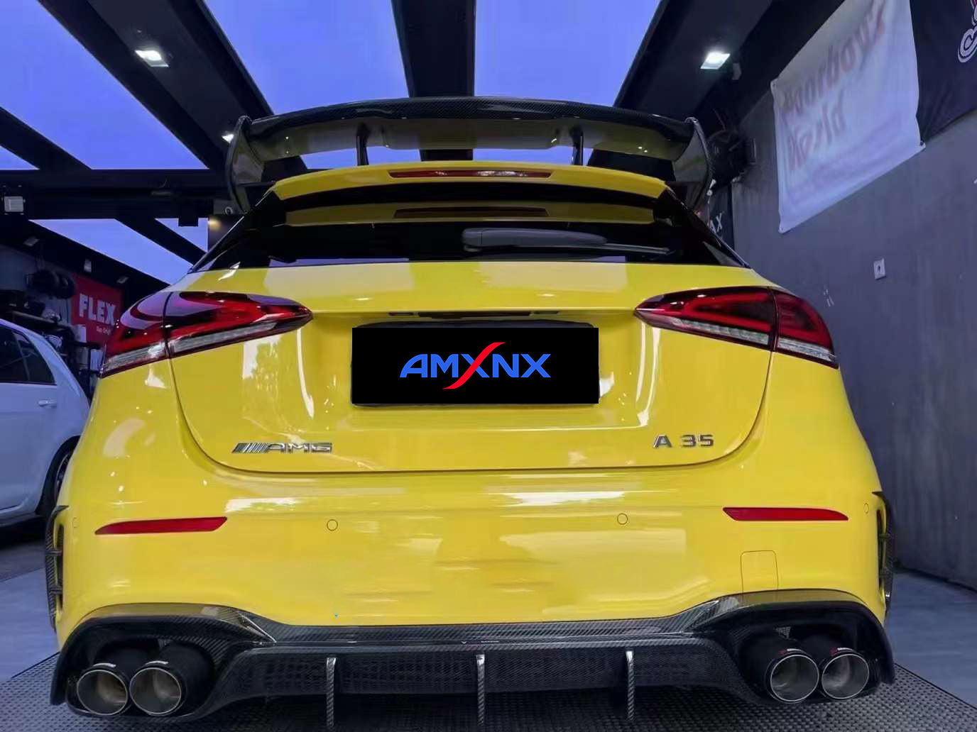 BENZ AMG A35/A35L Dry carbon fiber rear lip - Amxnx