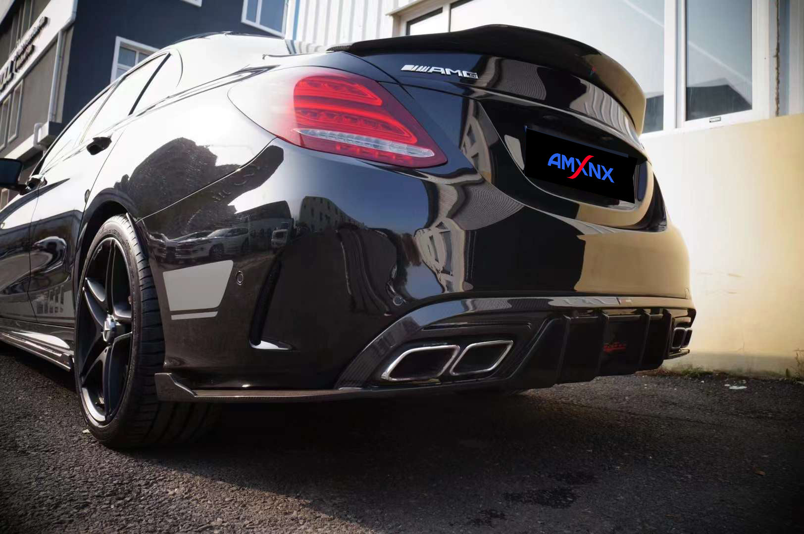 BENZ AMG C63 Dry Carbon Fiber Rear Lip - Amxnx