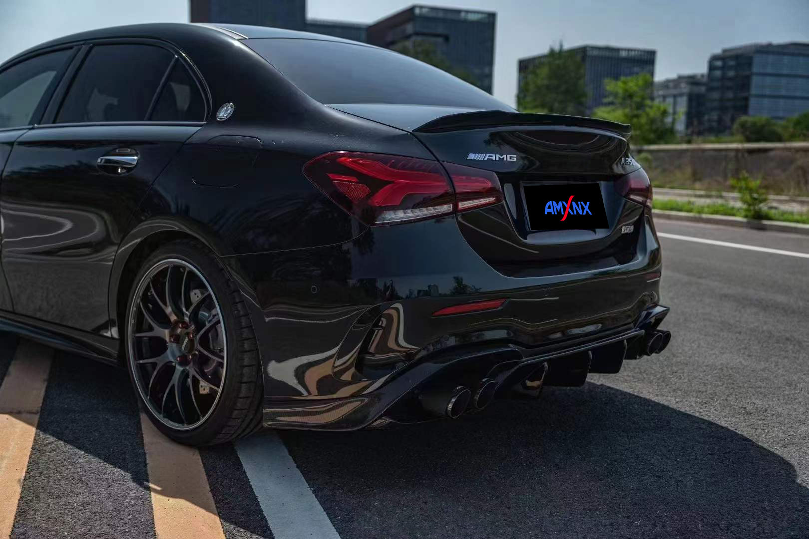 BENZ AMG A35/A35L Dry carbon fiber rear lip without lights - Amxnx