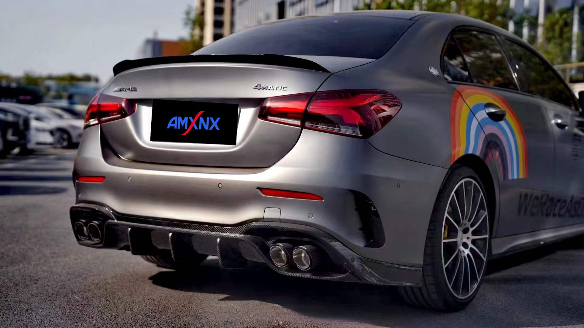 BENZ AMG A35/A35L Dry carbon fiber rear lip without lights - Amxnx