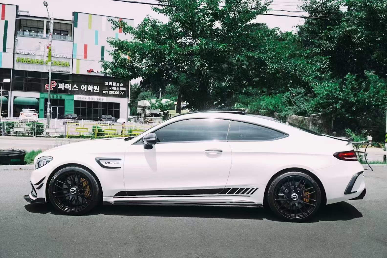 BENZ AMG C63 Coupe Dry carbon fiber side skirt - Amxnx