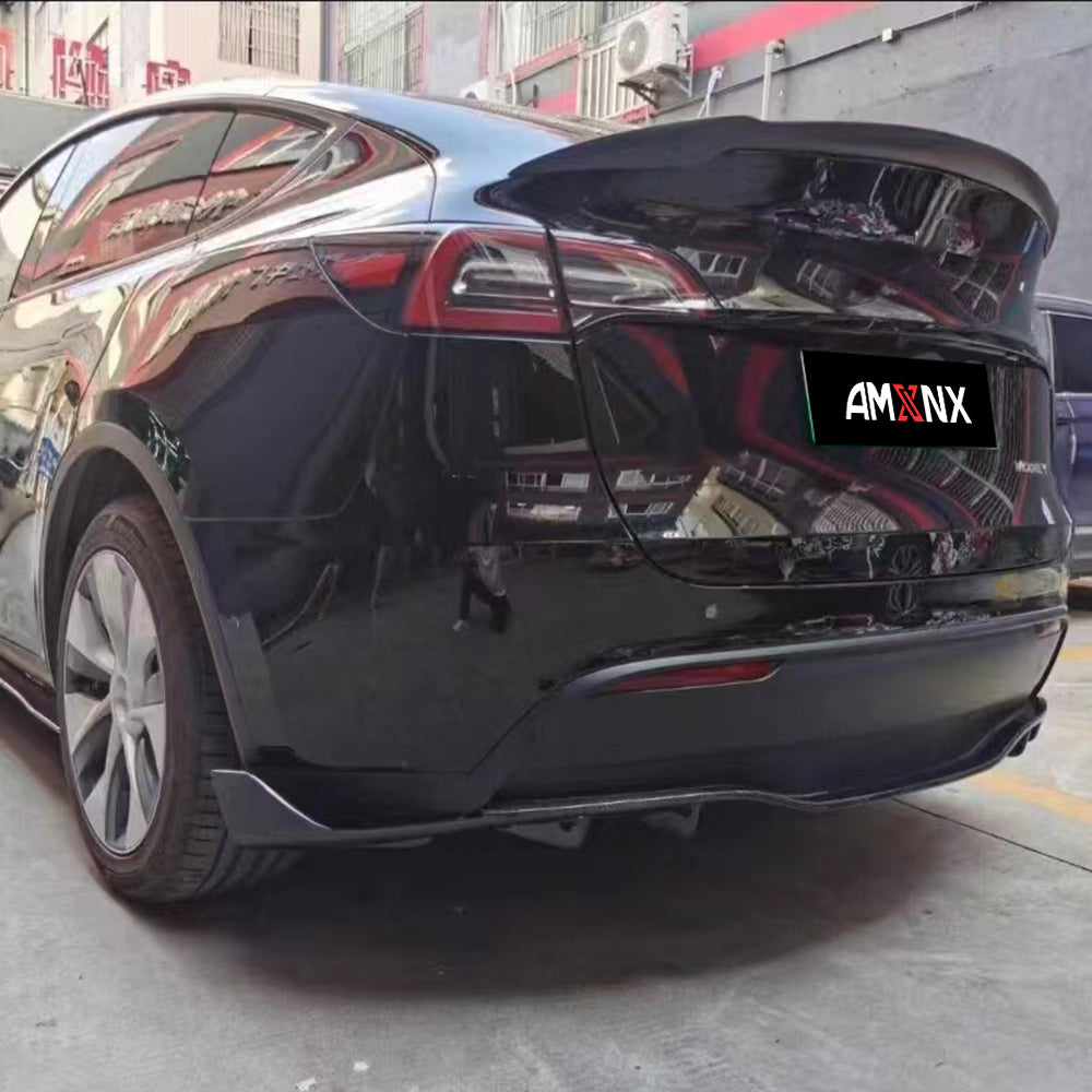 TESLA MODEL Y Dry Carbon Fiber V style Rear Lip For 2021-UP - Amxnx