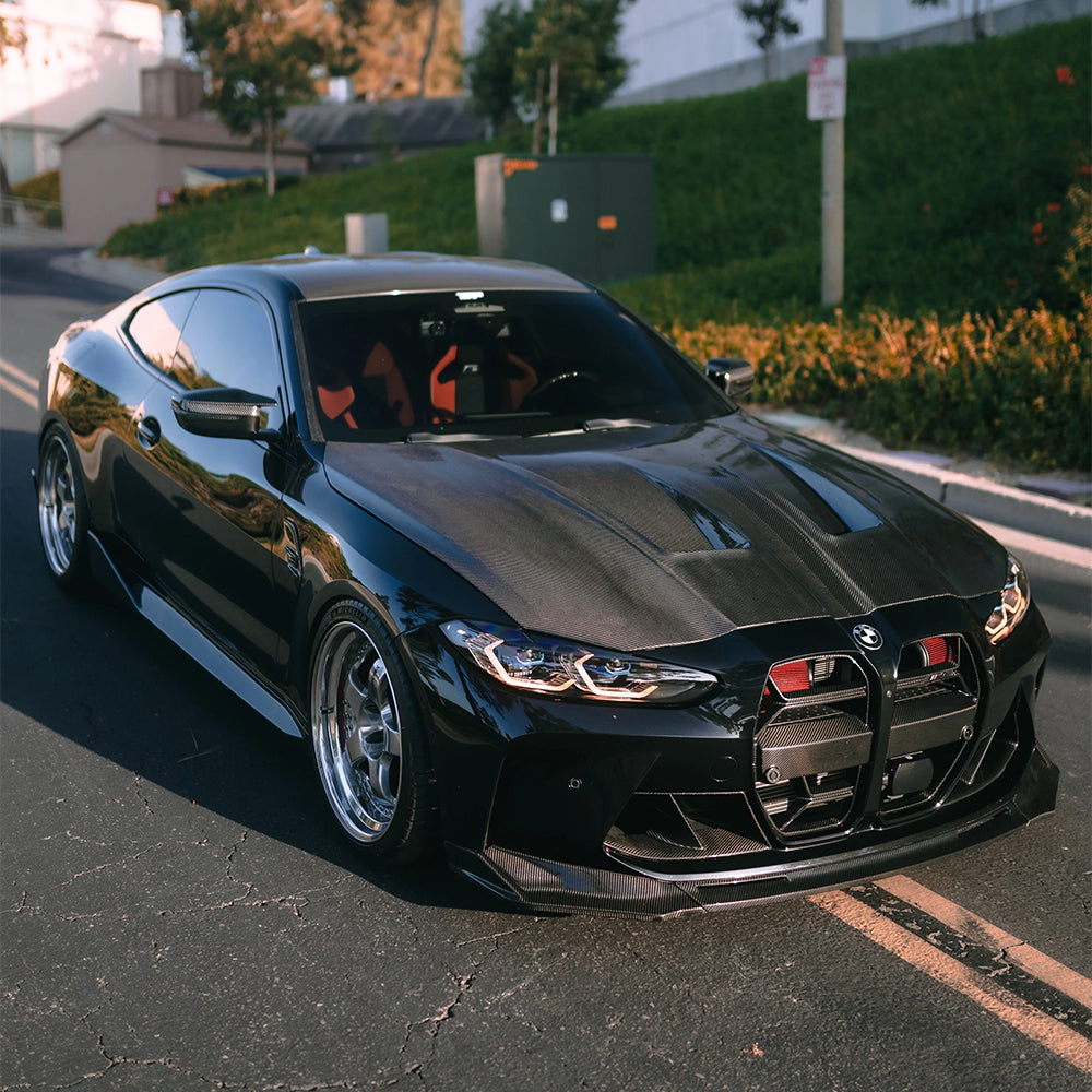 BMW M3/M4 G80/G82 Dry carbon fiber three-stage V-shaped front lip - Amxnx