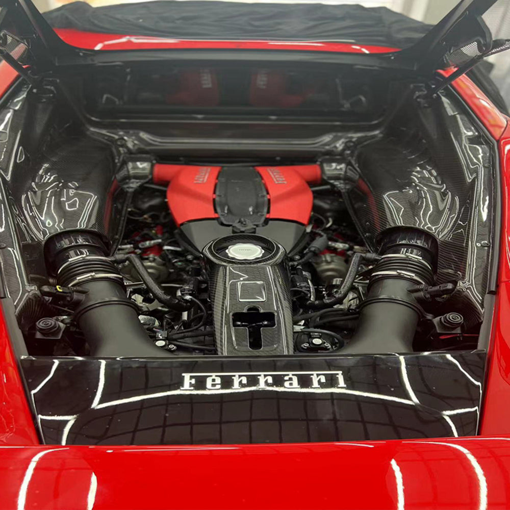 FERRARI F8 Dry carbon fiber Engine Bay Side Panels - Amxnx