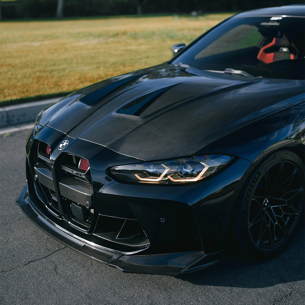 BMW M3/M4 G80/G82 Dry carbon fiber three-stage V-shaped front lip - Amxnx