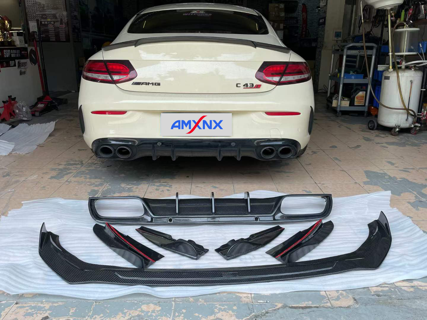 BENZ AMG C43 Coupe Dry carbon fiber front fog light frame - Amxnx
