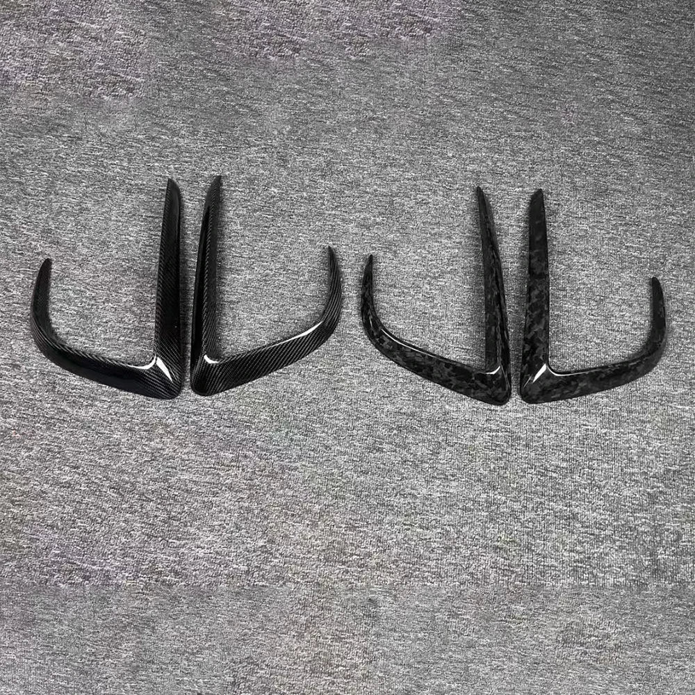 TESLA MODEL Y Dry Carbon Fiber V style Front Bumper Canards For 2021-UP - Amxnx