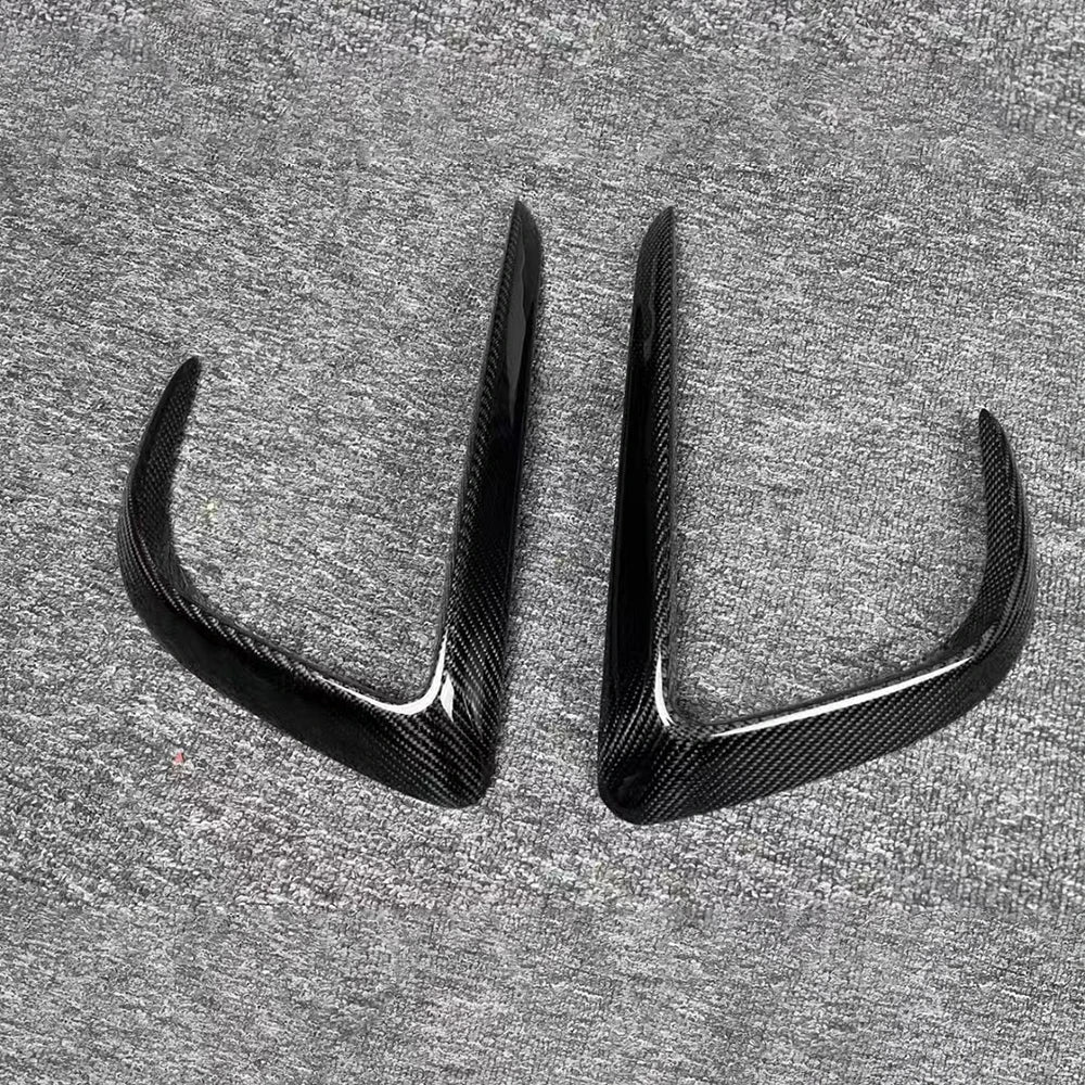 TESLA MODEL Y Dry Carbon Fiber V style Front Bumper Canards For 2021-UP - Amxnx