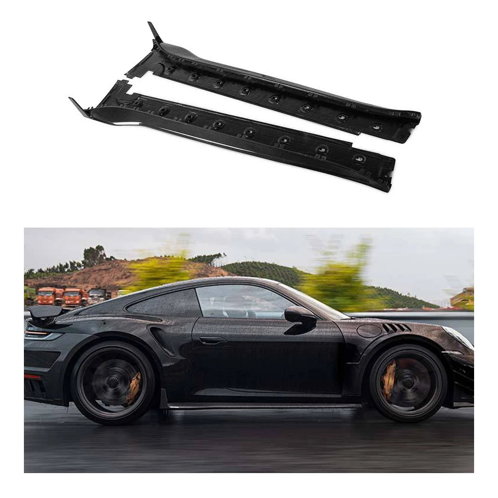PORSCHE 911/992 Turbo S Dry Carbon Fiber Side Skirts Extensions - Amxnx