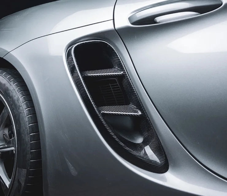 PORSCHE 718 Boxster/GT4RS Dry Carbon Fiber Front Air Vent Trims - Amxnx