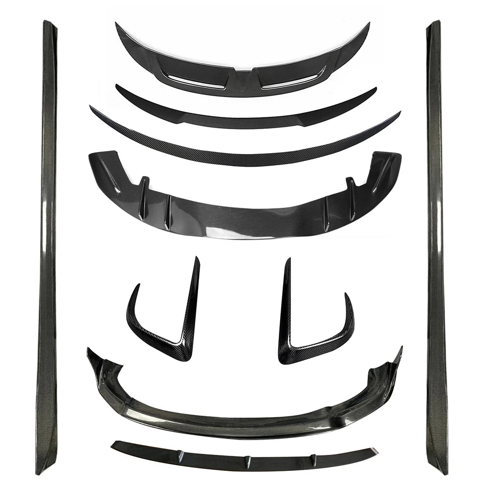 TESLA MODEL Y Dry Carbon Fiber V style Front Bumper Canards For 2021-UP - Amxnx