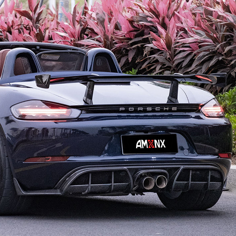 PORSCHE 718 Boxster/982 Dry Carbon Fiber Rear Wing For 2016 - 2024 - Amxnx
