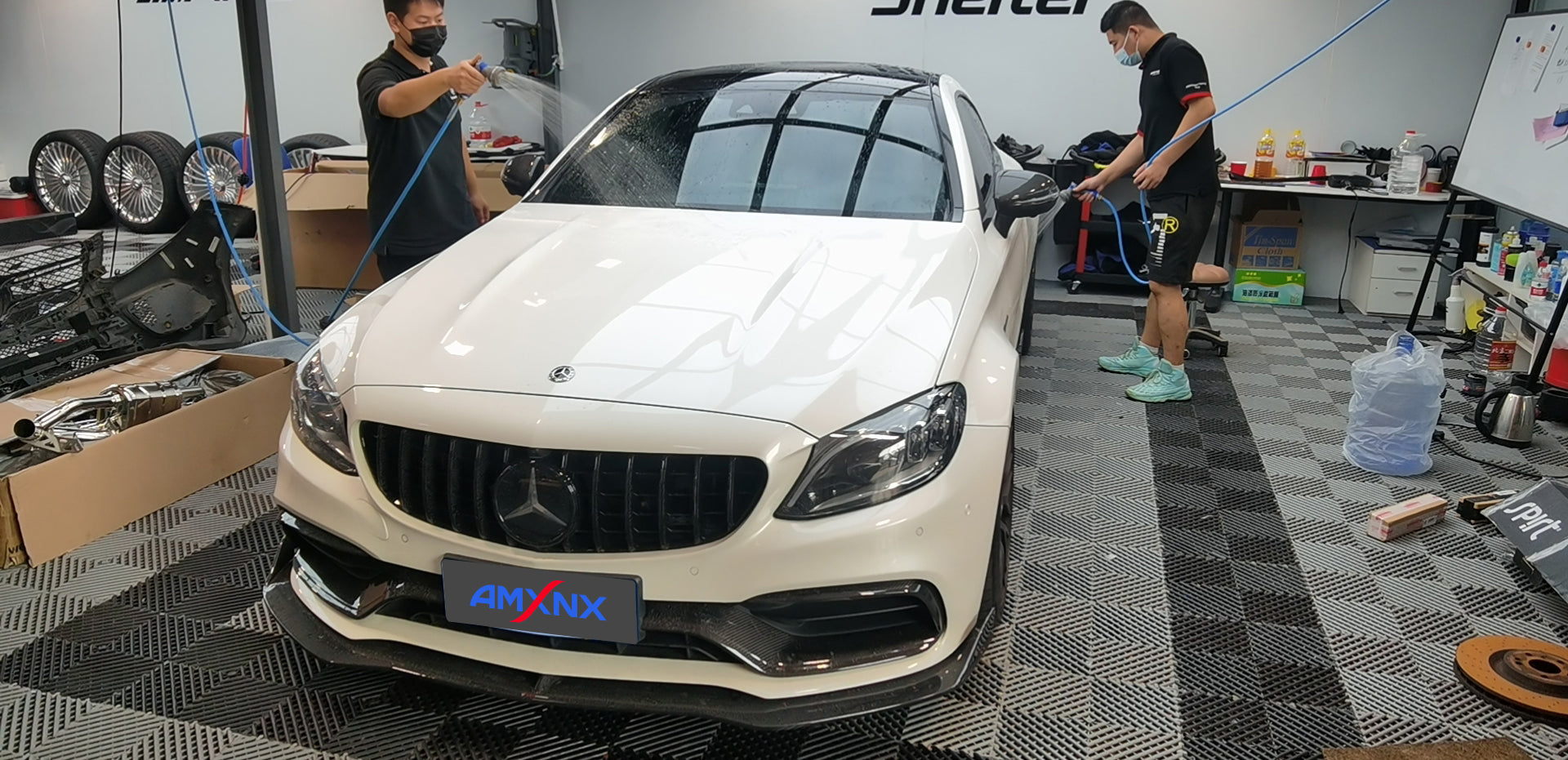 BENZ AMG C63 Coupe Dry Carbon Fiber Front Center Lip - Amxnx