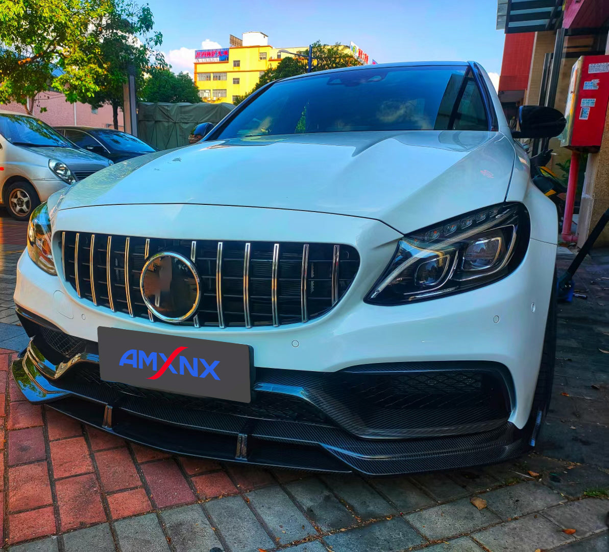 BENZ AMG C63 dry carbon fiber front center lip - Amxnx