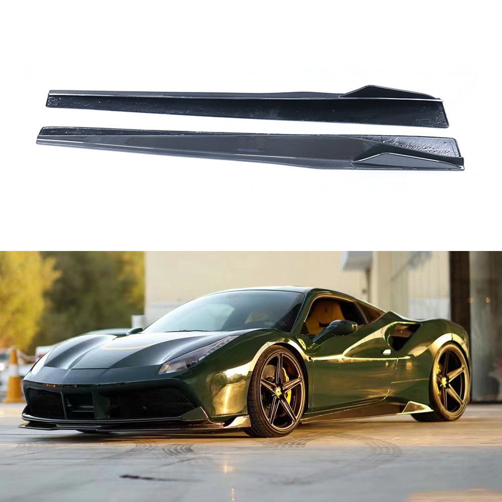 FERRARI 488 GTB Dry Carbon Fiber V style Side Skirts