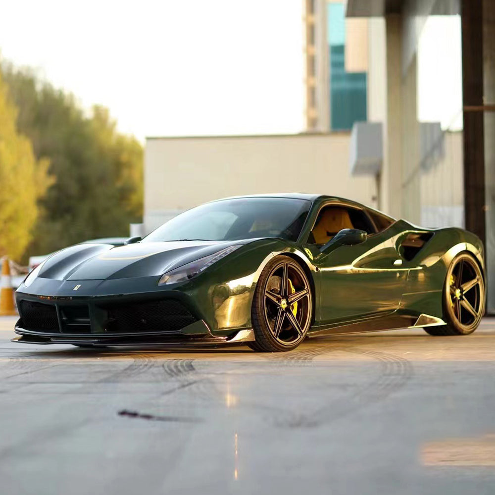 FERRARI 488 GTB Dry Carbon Fiber V style Side Skirts