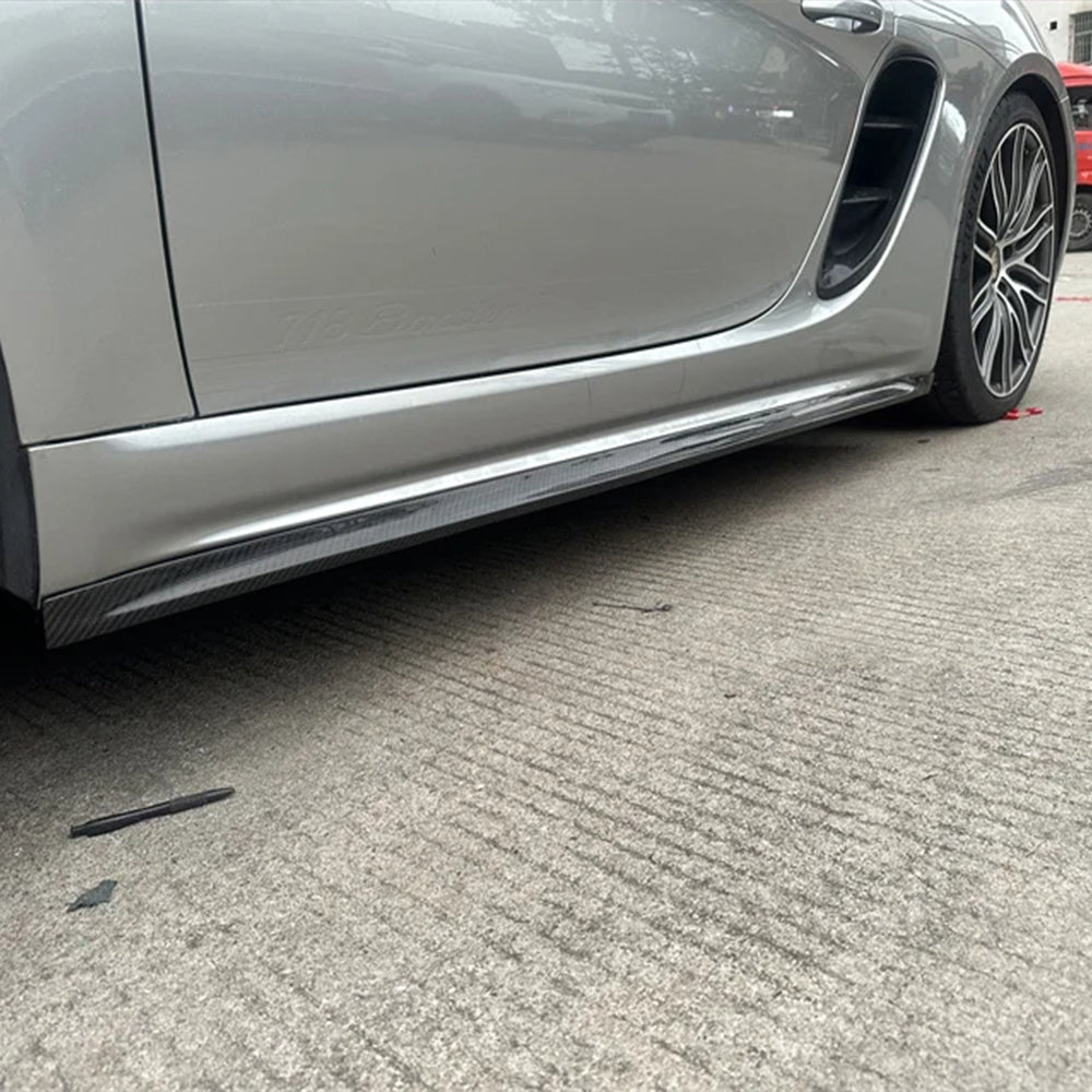 PORSCHE 718 Cayman/Boxster Dry Carbon Fiber Side Skirts Extensions