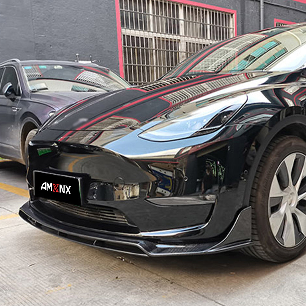 TESLA MODEL Y Dry Carbon Fiber V style Front Lip