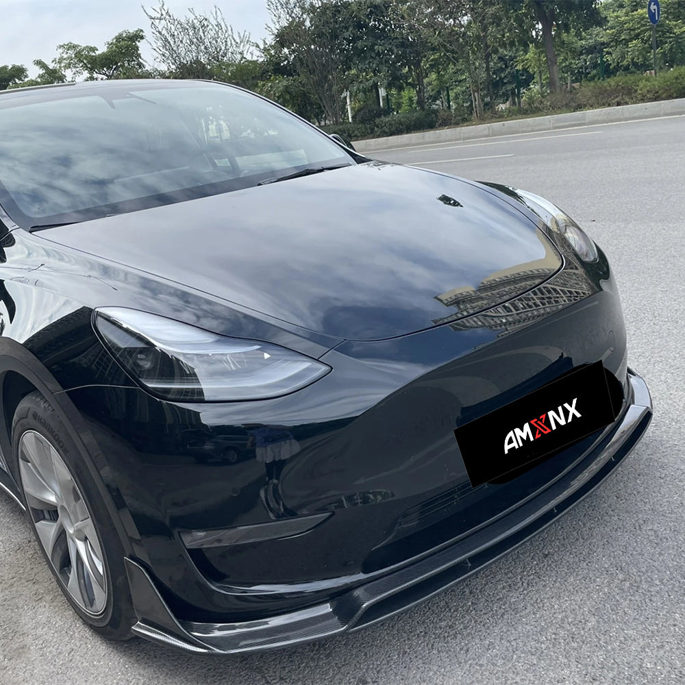 TESLA MODEL Y Dry Carbon Fiber V style Front Lip