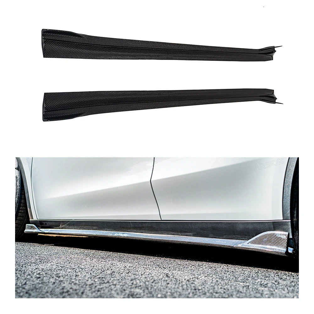 TESLA MODEL Y Dry Carbon Fiber Side Skirts Extensions For 2021-UP