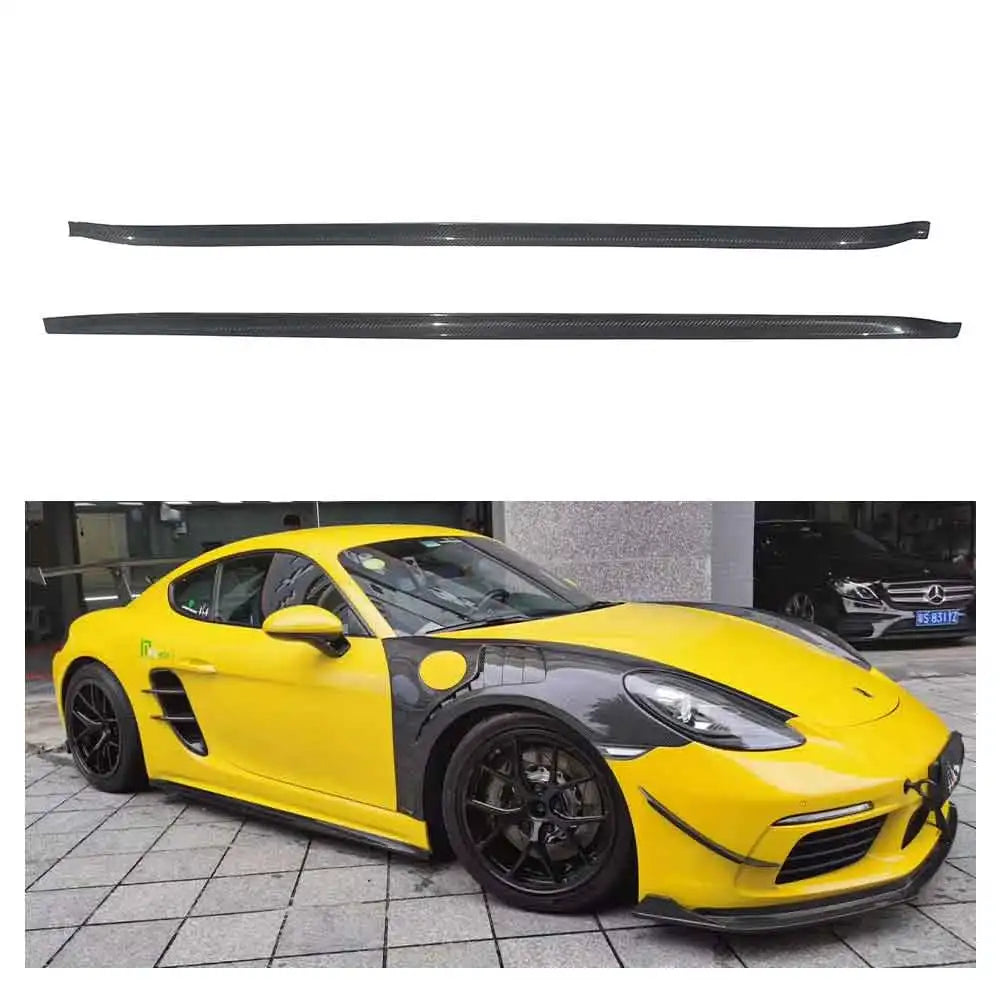 PORSCHE 718 Cayman/Boxster Dry Carbon Fiber Side Skirts Extensions