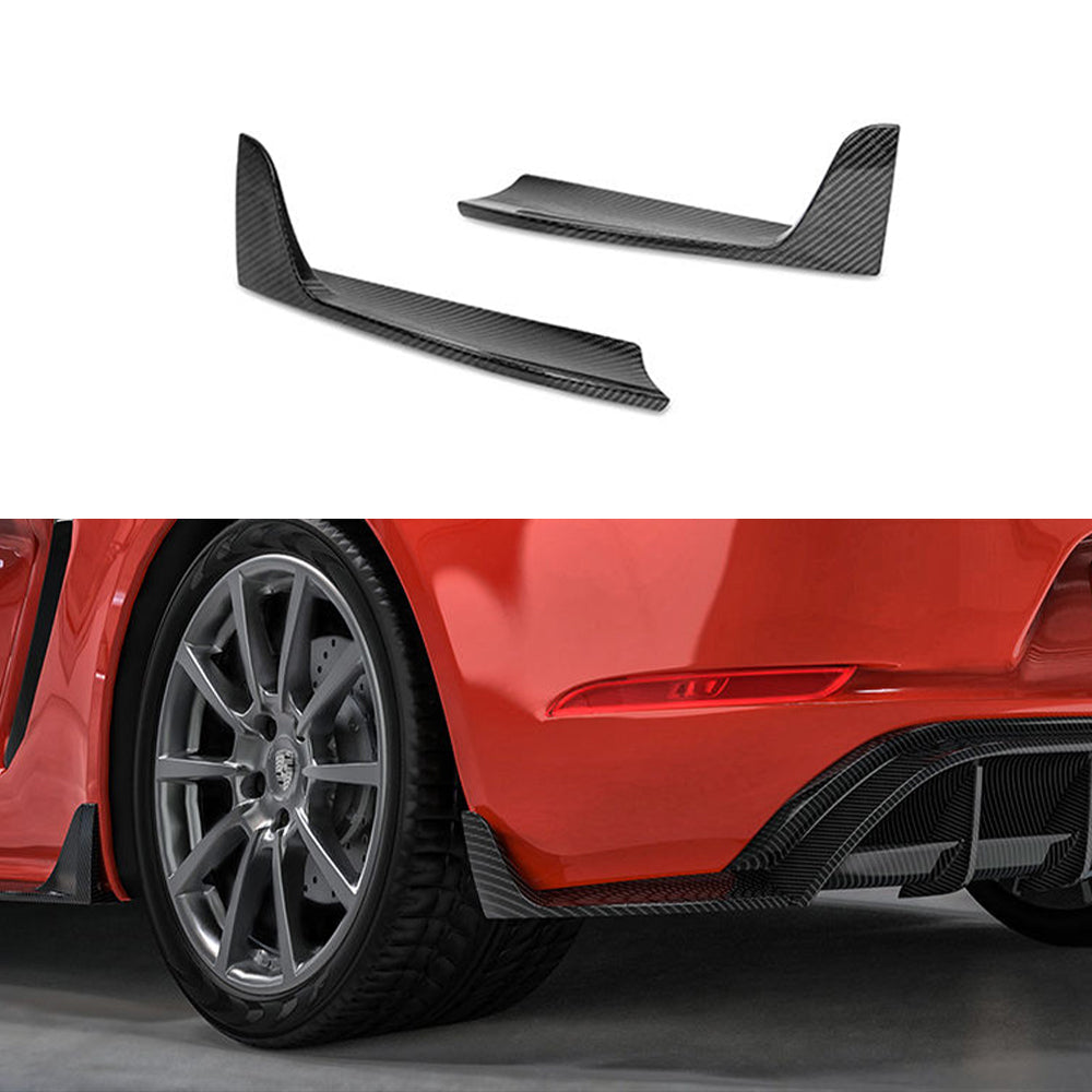 PORSCHE 718 Cayman/Boxster Dry Carbon Fiber Rear Side Splitter spoiler For 2016 - 2024